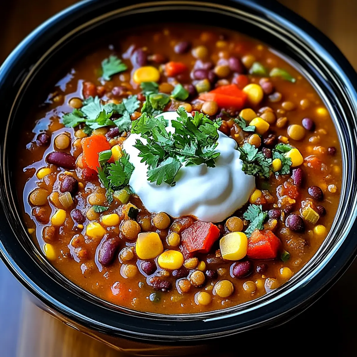 Slow Cooker Lentil Taco Chili