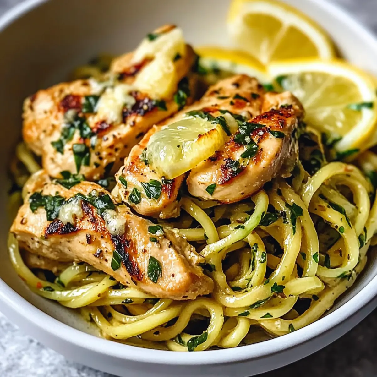 Lemon Garlic Chicken Zoodles