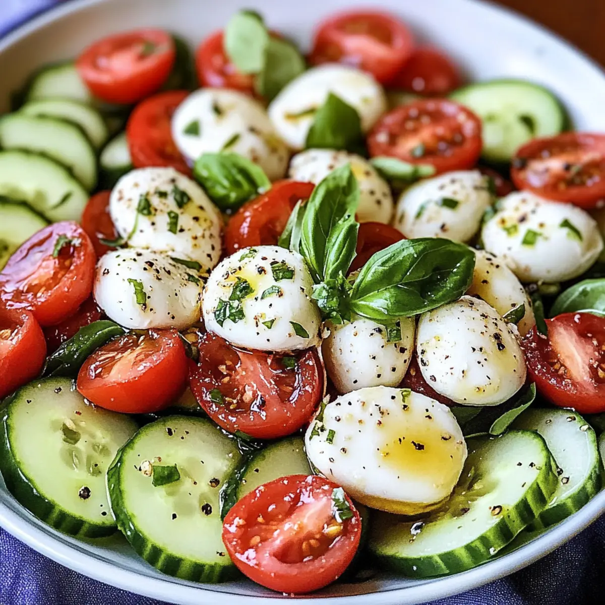 Fresh Cucumber Caprese Salad