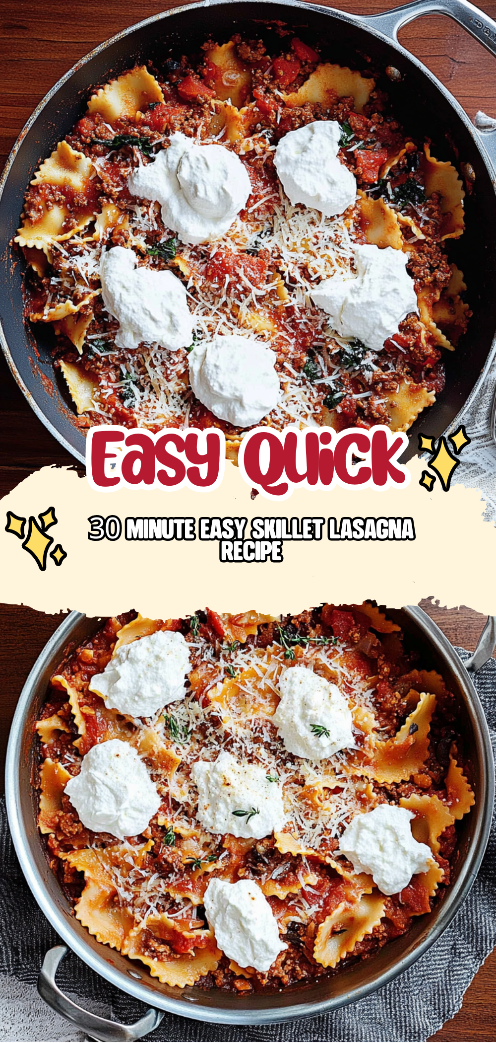30 minute Easy Skillet Lasagna Recipe