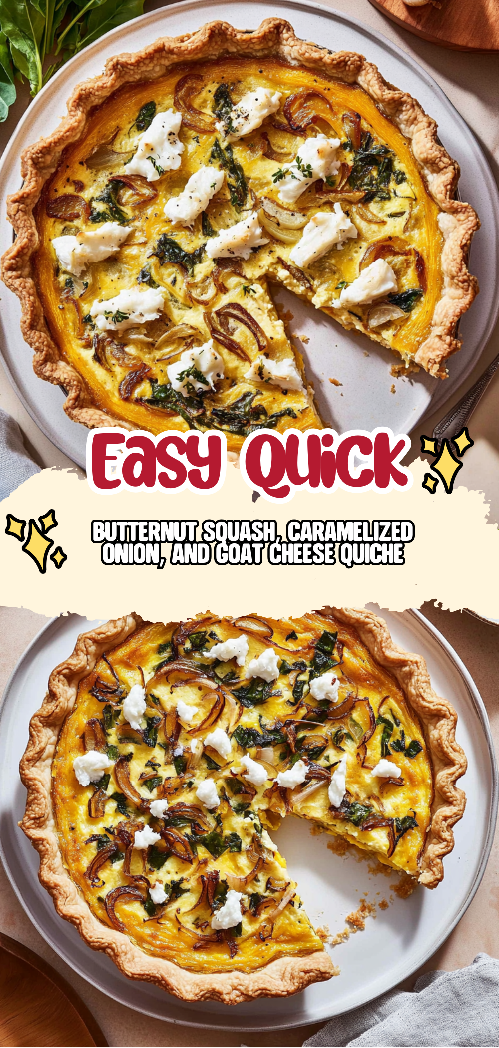 Butternut Squash, Caramelized Onion, and Goat Cheese Quiche