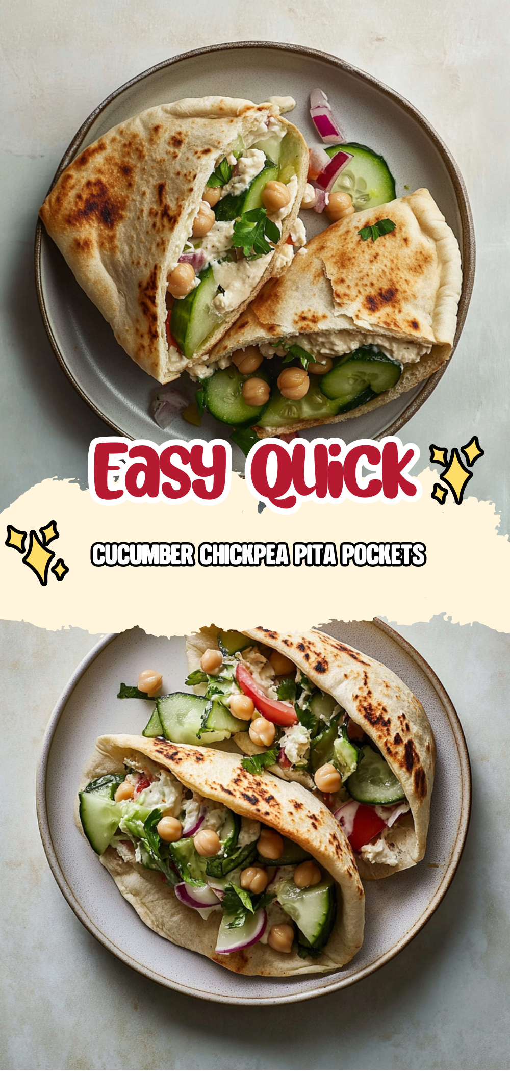 Cucumber Chickpea Pita Pockets