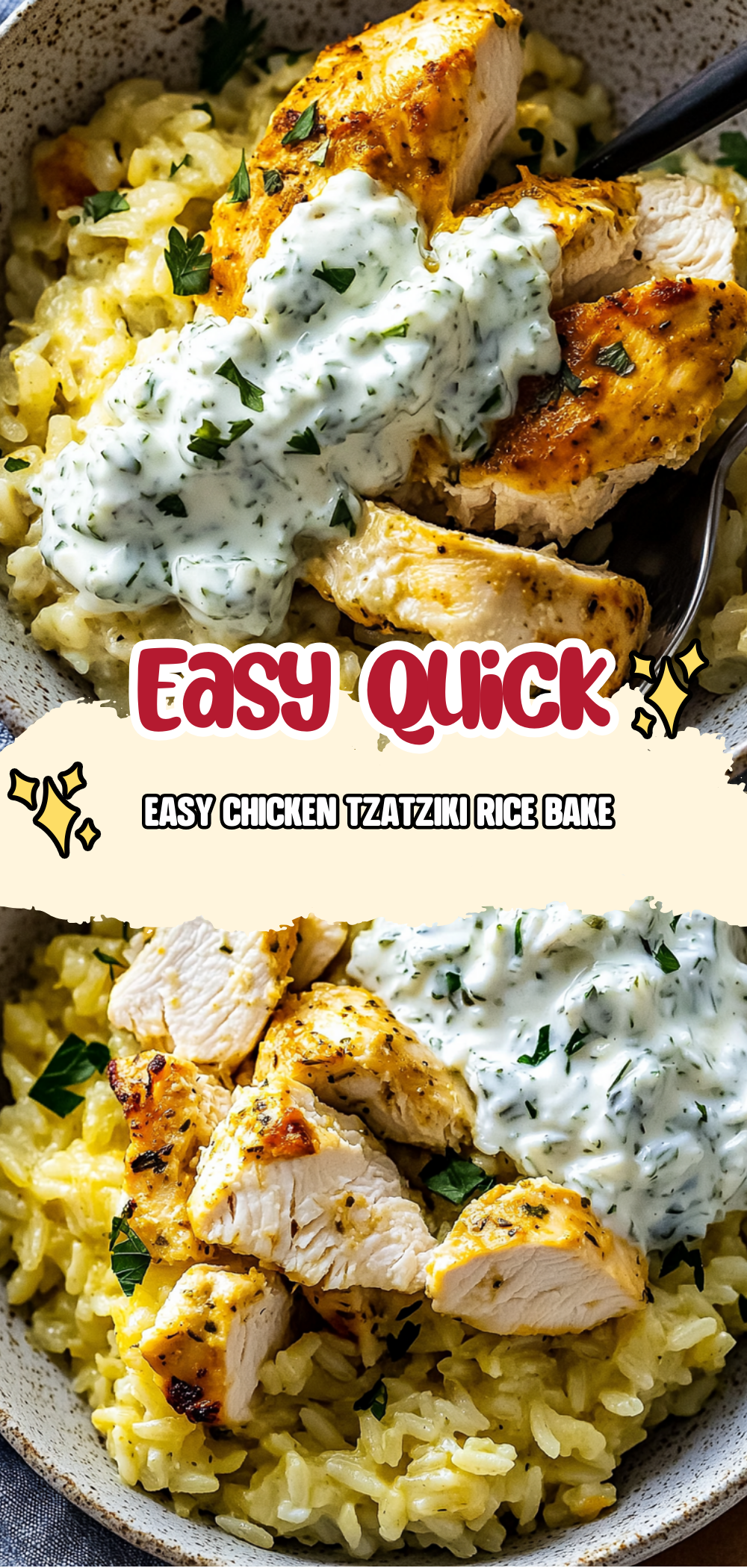 Easy Chicken Tzatziki Rice Bake