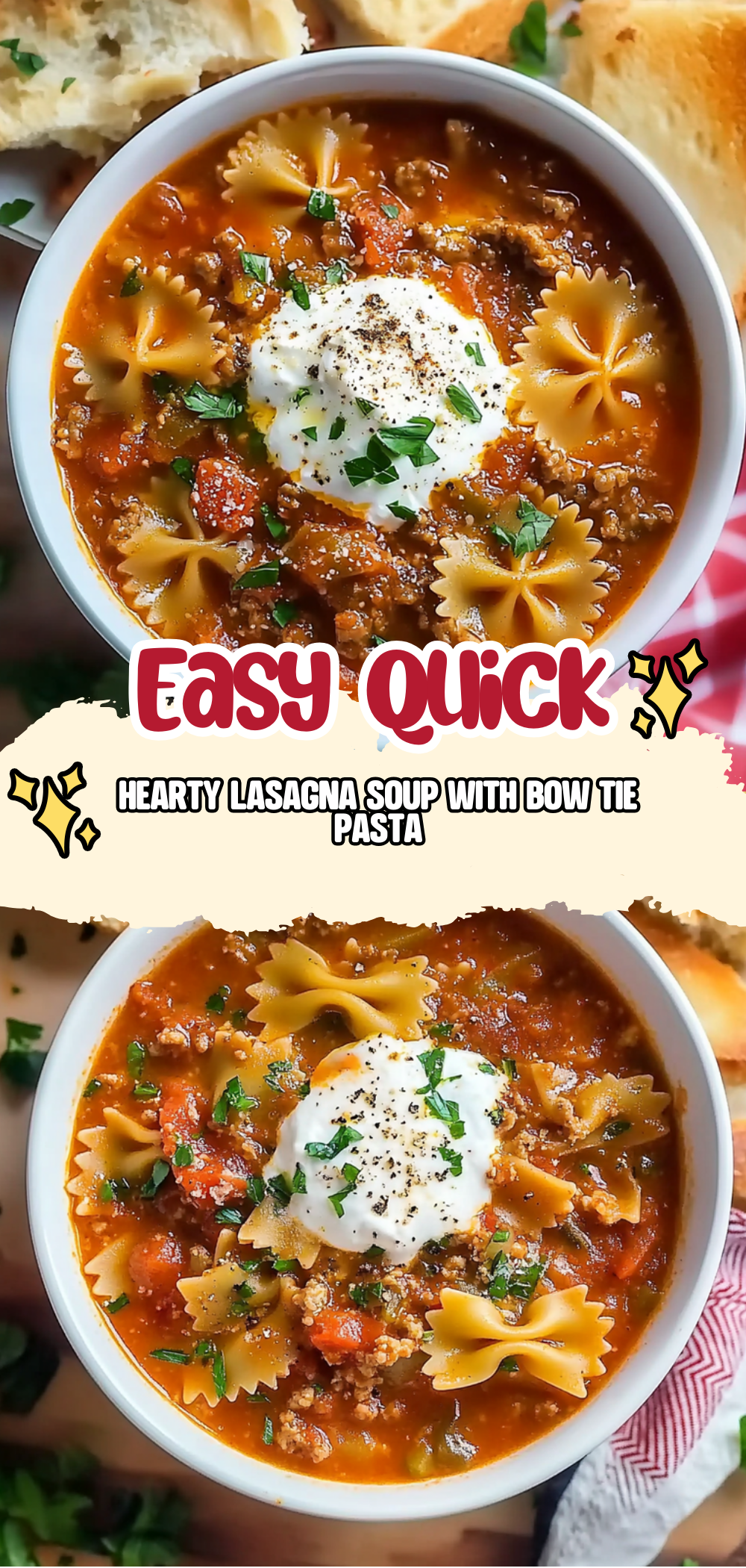 Hearty Lasagna Soup with Bow Tie Pasta
