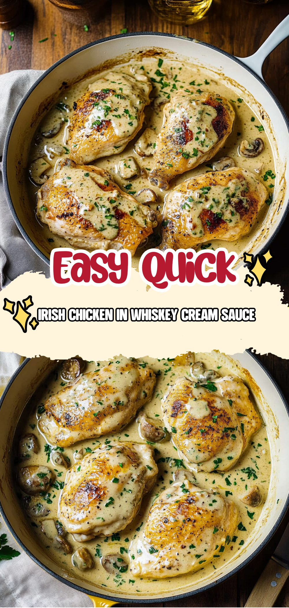 Irish Chicken in Whiskey Cream Sauce