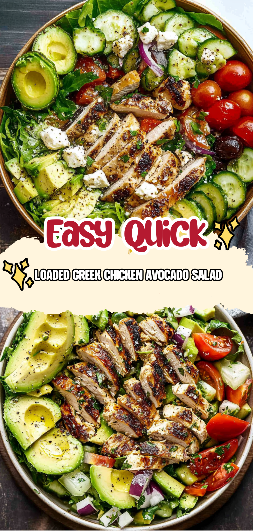 Loaded Greek Chicken Avocado Salad