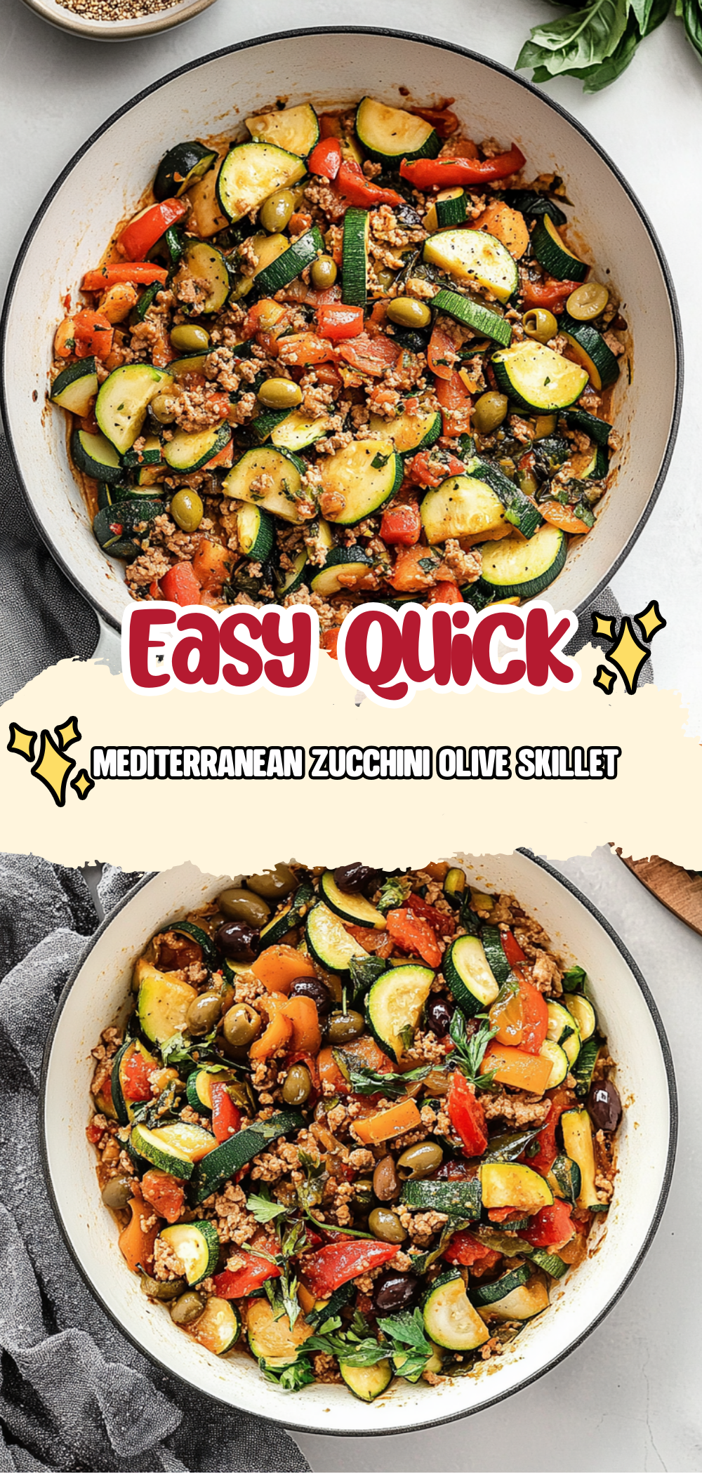 Mediterranean Zucchini Olive Skillet