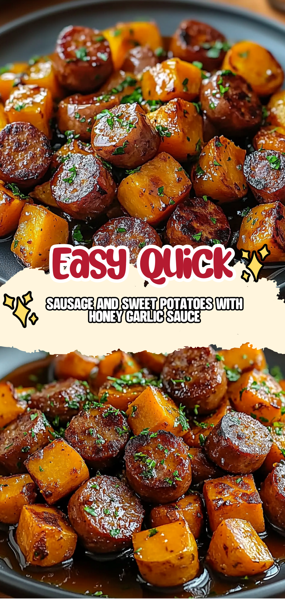 Sausage and Sweet Potatoes with Honey Garlic Sauce