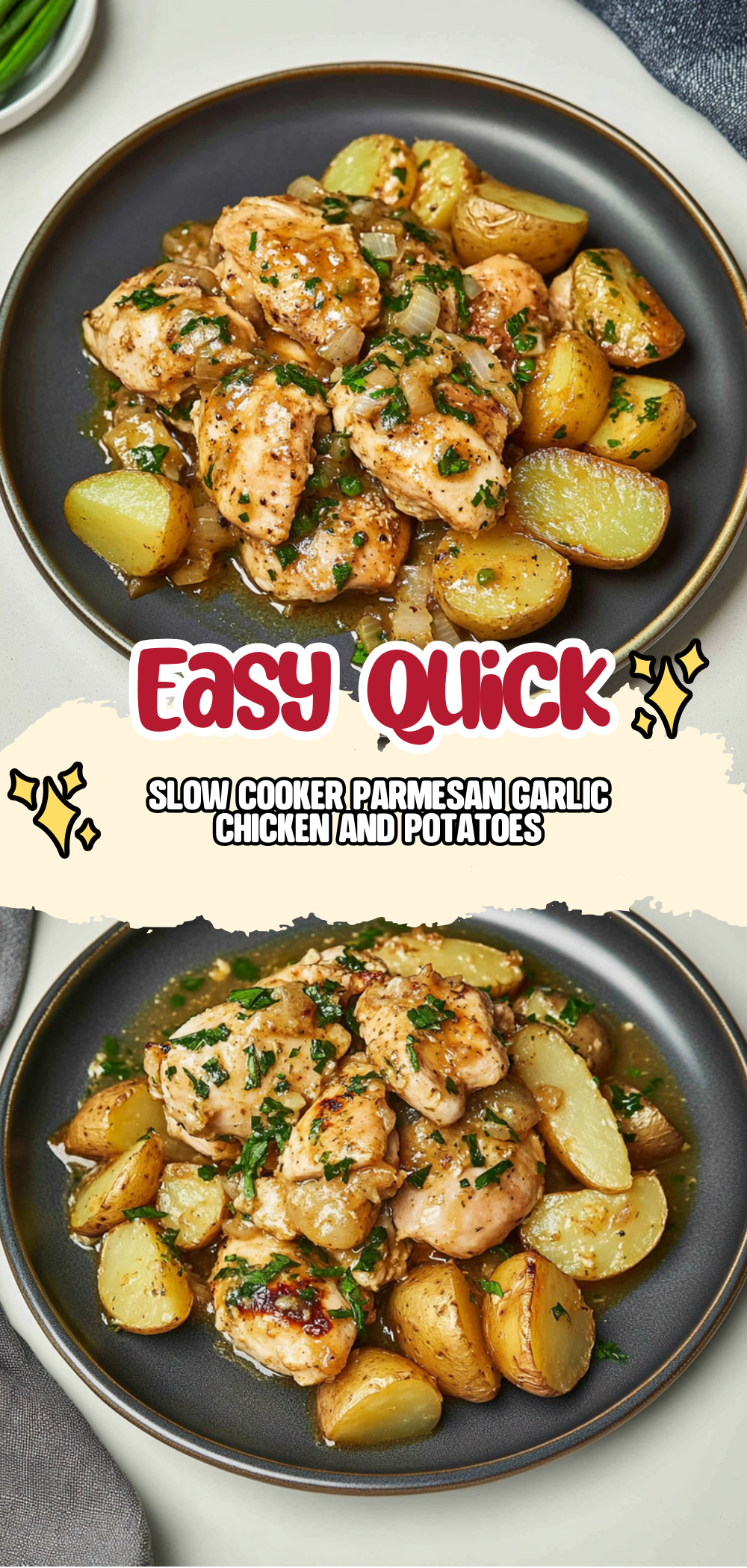 Slow Cooker Parmesan Garlic Chicken and Potatoes