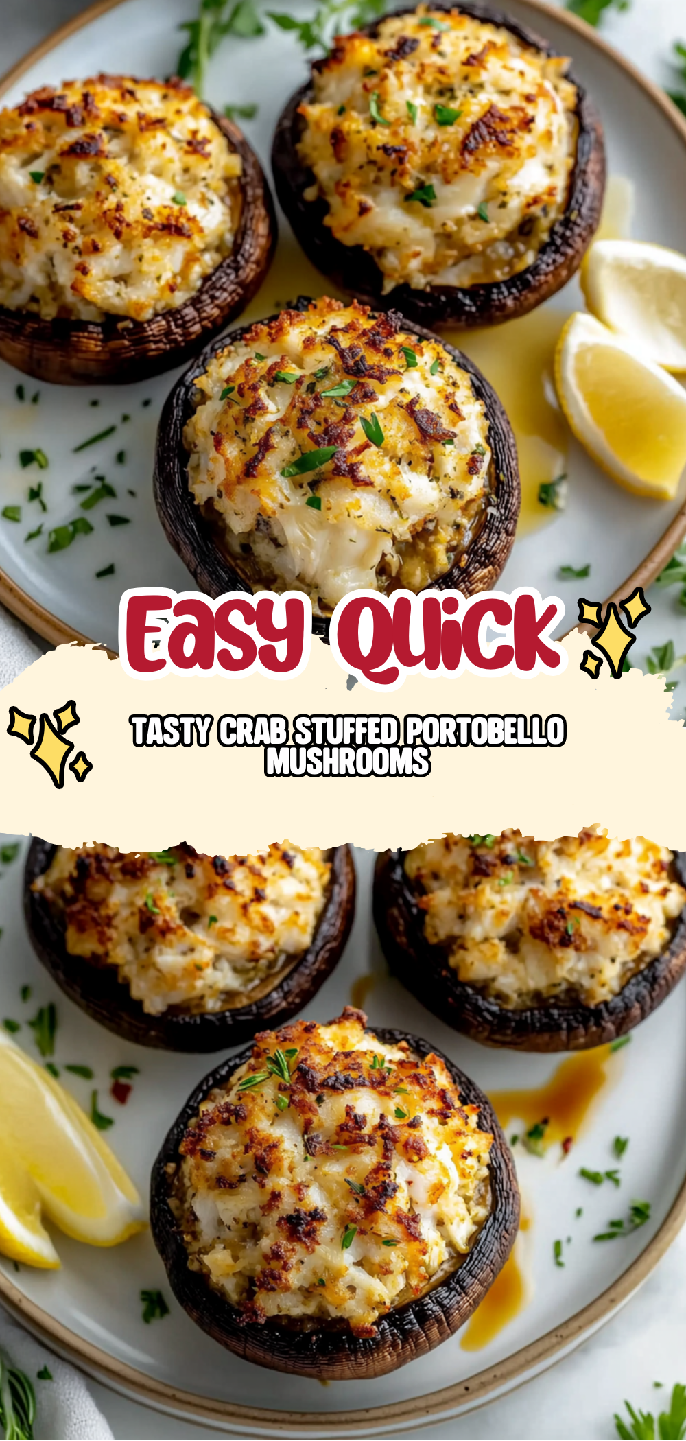 Tasty Crab Stuffed Portobello Mushrooms